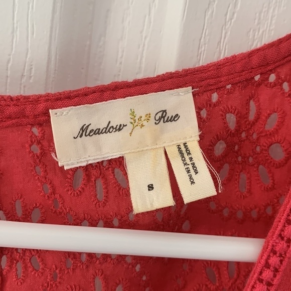 Meadow Rue Tank Top‎ size small eyelet top peplum pink red - Picture 7 of 14